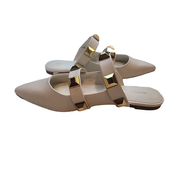 MARC FISHER Womens Ivory Studded Sharla Pointy Toe Slip On Mules 8 M - Picture 5 of 7